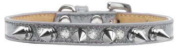 Crystal and Silver Spikes Dog Collar