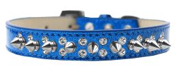 Double Crystal and Silver Spikes Dog Collar