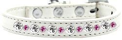 Posh Jeweled Dog Collar (size: White with Bright Pink Size 10)