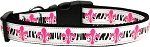 Pink Fleur de Lis Nylon Dog Collar (size: XS)