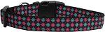Pink and Blue Plaid Nylon Dog Collar (size: XS)