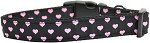 Pink and Black Dotty Hearts Nylon Dog Collar (size: XS)