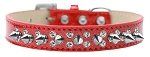 Double Crystal and Silver Spikes Dog Collar (size: Red Ice Cream Size 12)