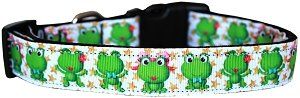 Happy Frogs Nylon Dog Collar (size: XS)