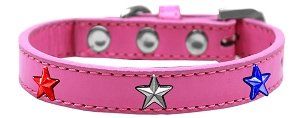 Red, White and Blue Stars Widget Dog Collar (size: Bright Pink Size 20)