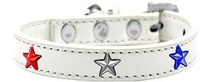 Red, White and Blue Stars Widget Dog Collar (size: White Size 18)