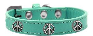 Peace Sign Widget Dog Collar (size: Aqua Size 18)