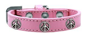 Peace Sign Widget Dog Collar (size: Light Pink Size 20)