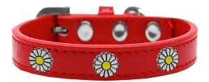 White Daisy Widget Dog Collar (size: Red Size 20)