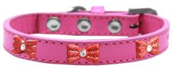 Red Glitter Bow Widget Dog Collar