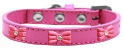Pink Glitter Bow Widget Dog Collar