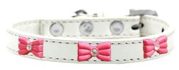 Pink Glitter Bow Widget Dog Collar