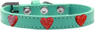 Red Glitter Heart Widget Dog Collar