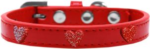 Red Glitter Heart Widget Dog Collar