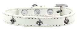 Silver Fleur De Lis Widget Dog Collar