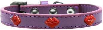 Red Glitter Lips Widget Dog Collar