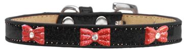 Red Glitter Bow Widget Dog Collar