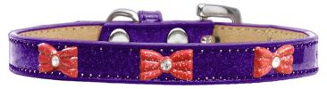 Red Glitter Bow Widget Dog Collar
