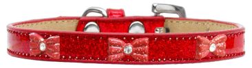 Red Glitter Bow Widget Dog Collar