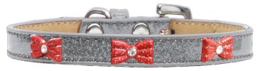 Red Glitter Bow Widget Dog Collar