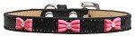 Pink Glitter Bow Widget Dog Collar (size: Black Ice Cream Size 12)