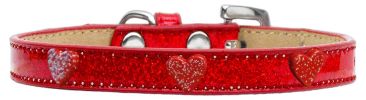 Red Glitter Heart Widget Dog Collar