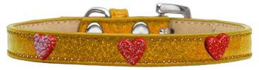 Red Glitter Heart Widget Dog Collar