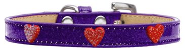 Red Glitter Heart Widget Dog Collar