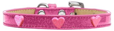 Pink Glitter Heart Widget Dog Collar