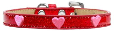 Pink Glitter Heart Widget Dog Collar