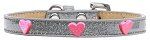 Pink Glitter Heart Widget Dog Collar (size: Silver Ice Cream Size 12)