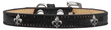 Silver Fleur De Lis Widget Dog Collar