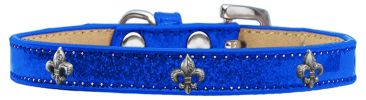 Silver Fleur De Lis Widget Dog Collar