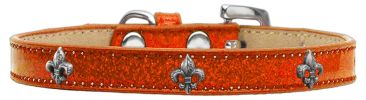 Silver Fleur De Lis Widget Dog Collar