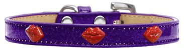 Red Glitter Lips Widget Dog Collar