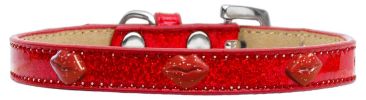 Red Glitter Lips Widget Dog Collar