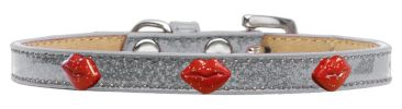 Red Glitter Lips Widget Dog Collar