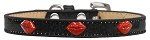 Red Glitter Lips Widget Dog Collar (size: Black Ice Cream Size 12)