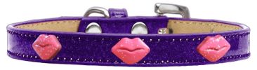 Pink Glitter Lips Widget Dog Collar