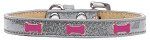 Pink Bone Widget Dog Collar (size: Silver Ice Cream Size 16)