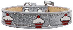 Red Cupcake Widget Dog Collar (size: Silver Ice Cream Size 12)