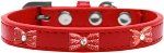 Red Glitter Bow Widget Dog Collar (size: Red Size 20)