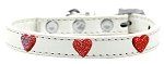 Red Glitter Heart Widget Dog Collar (size: White Size 20)