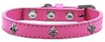 Silver Fleur De Lis Widget Dog Collar (size: Bright Pink Size 20)