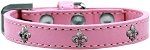 Silver Fleur De Lis Widget Dog Collar (size: Light Pink Size 20)