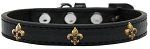 Bronze Fleur De Lis Widget Dog Collar (size: Black Size 20)