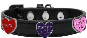 Conversation Hearts Widget Dog Collar (size: Black Size 20)