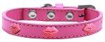 Pink Glitter Lips Widget Dog Collar (size: Bright Pink Size 20)