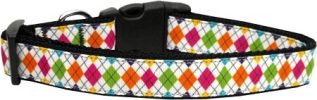 Colorful Argyle Nylon Dog Collar