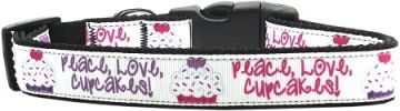 Peace Love Cupcakes Nylon Dog Collar